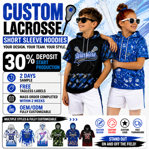 FQ En gros Sweat à capuche à manches courtes en polyester à motif graffiti 'Ice-Creammm Drip' sublimé, Maillot d'entraînement de lacrosse, Uniforme de lacrosse pour jeunes - Product Image 1