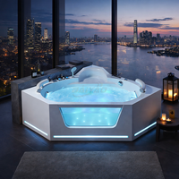 Baignoire Balnéo d'Angle Moderne en Fibre de Verre Acrylique avec 10 Jets et Éclairage LED pour Salle de Bain de Luxe – Vente en Gros