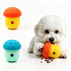 Jouet personnalisé pour chien en forme de champignon, distributeur de friandises en silicone, puzzle interactif, distributeur de nourriture à libération lente, jeu d'enrichissement et d'entraînement à mâcher pour animaux de compagnie - Product Image 1