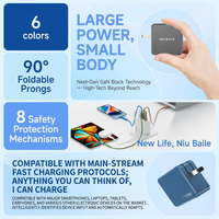 Adaptateur de chargeur rapide USB-C PD3.1 65W, QC3.0, matériau ignifuge pour PC, port unique, protection OVP, chargeur mural pliable écologique