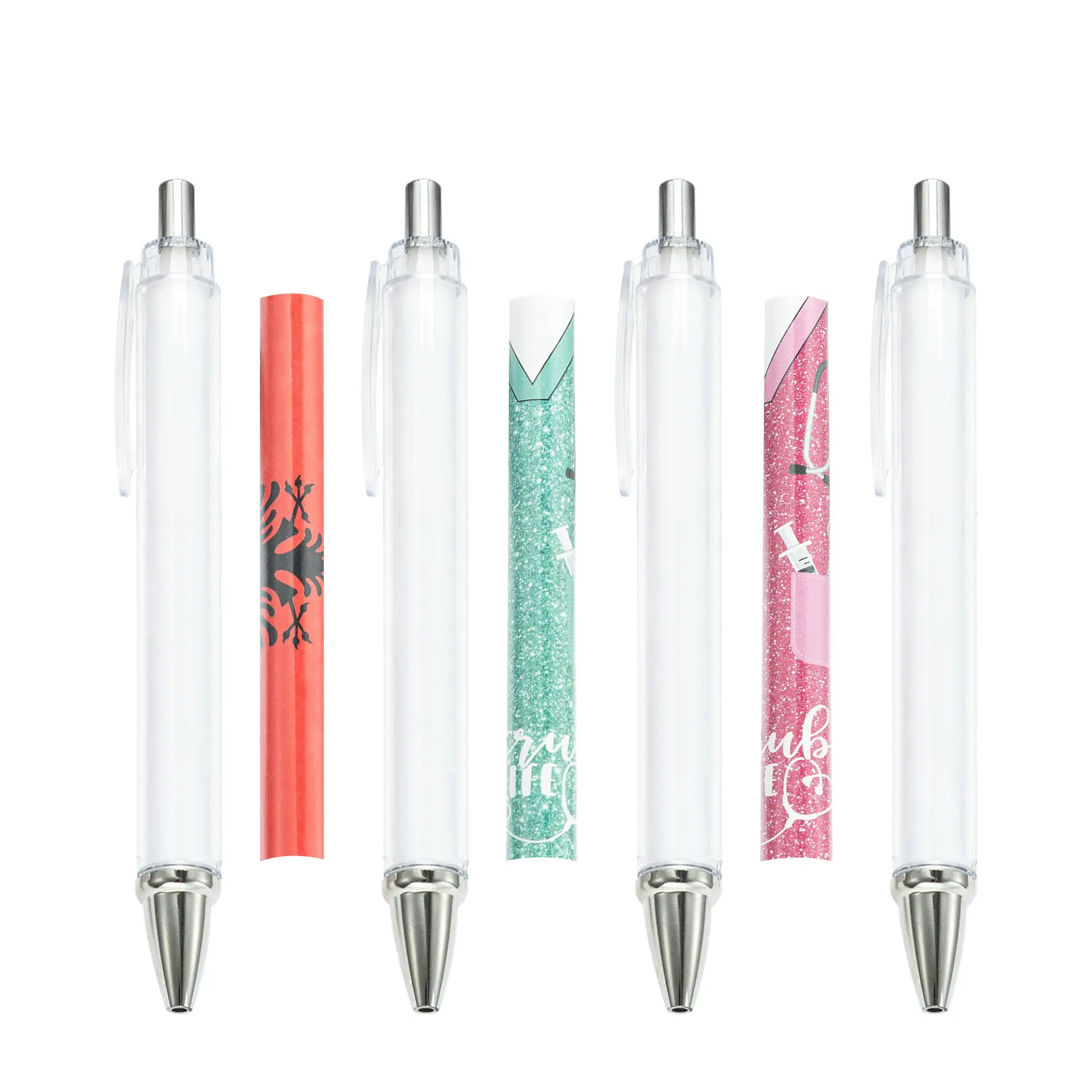 Rolling Paper Picture Insert DIY Plastic Click Hotel Pen Cartoon Idols Transparent White Pen Cheating Gadgets for Exam