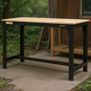 Mesa de Trabajo Stanley de 48 x 30 Pulgadas con Superficie de Madera y Estructura de Acero para Uso en Taller - Product Image 3