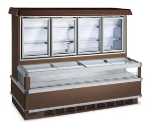 超市冰箱冰箱顶部玻璃肉冷却器顶部冰箱和底部冰箱