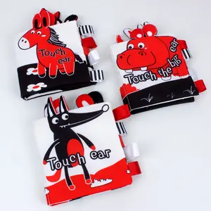 Black White Red Visual Cloth Book toy-0-6-12 Months Baby Touch and Feel Cloth Book Tear-Resistant Early Education Toy