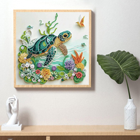 Kit de Peinture Diamant 5D Tortue Marine, Artisanat DIY avec Strass Acryliques, Décoration Maison, Outils Inclus