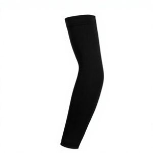 Cycling Arm Sleeves <b>Black</b> 100% Polyester Anti-UV Compression Unisex Adults Seamless Plain Dyed In-Stock - Product Image 1