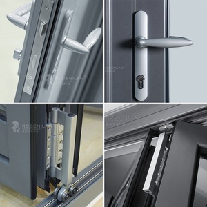 Portes pliantes en aluminium Rogenilan American Custom <span class=keywords><strong>avec</strong></span> grand panneau de verre, <span class=keywords><strong>porte</strong></span> patio pliante <span class=keywords><strong>avec</strong></span> moustiquaire - Product Image 3