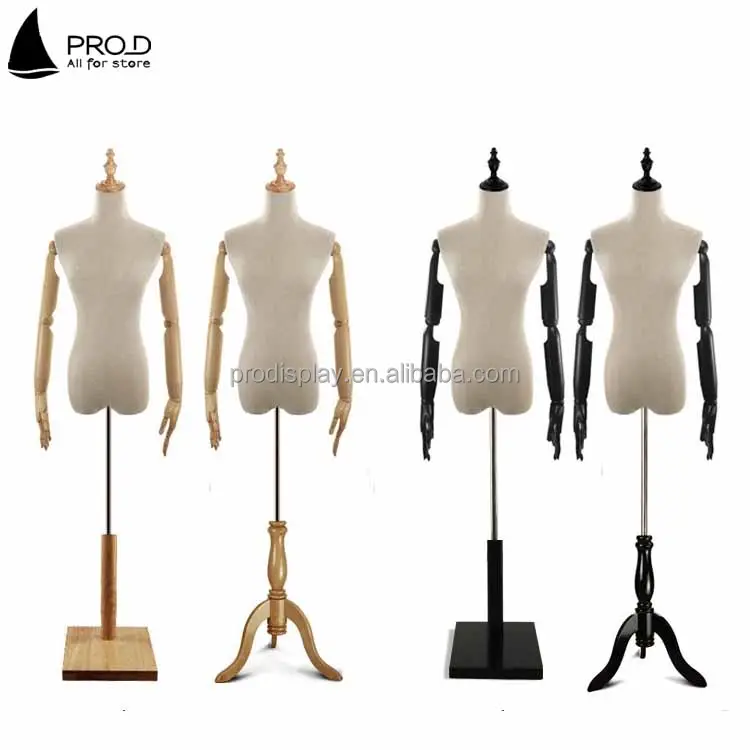 Wholebody Trouwjurk Vorm Torso Bedekt Stof Mannequins Vrouwelijke Display Met Houten Arm