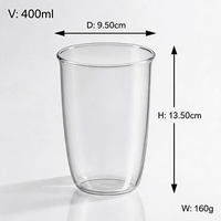 Nouvelle Tasse à Boire en Verre Classique, en Borosilicate, 400 ml, Transparente, pour Café, Boissons Froides et Eau