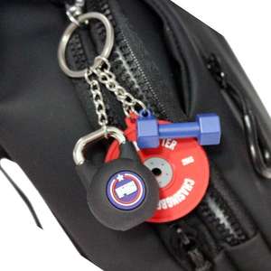 Lara Star Weightlifting Keyring Llavero Con Deadlift Platform Pompon Fitness Sports Equipment 3d Barbell Dumbbell <strong>Keychain</strong> - Product Image 3