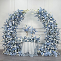 Arche de fleurs artificielles en soie bleue réaliste en gros pour mariage, fête des Mères, remise des diplômes et rentrée scolaire