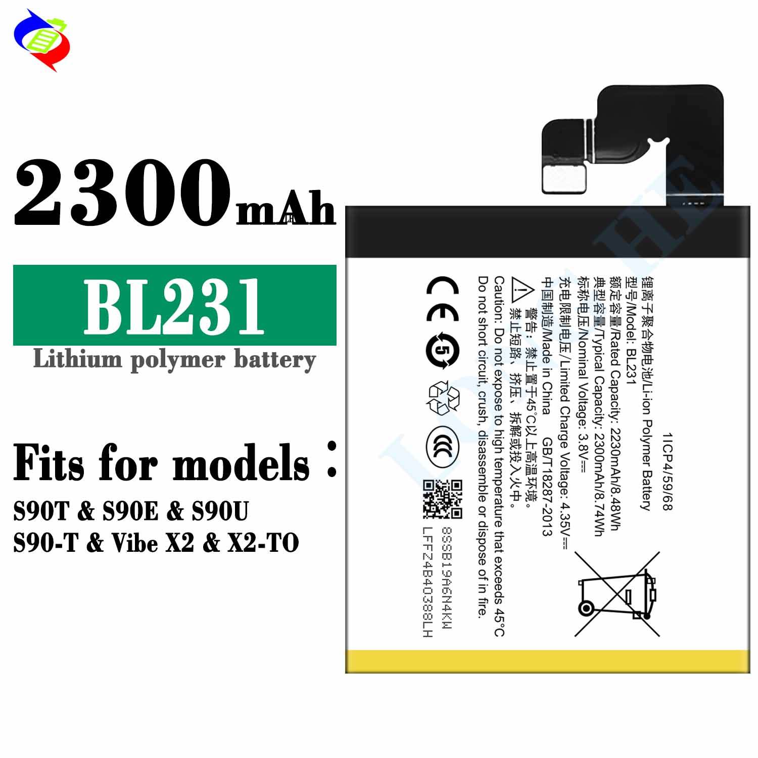 Original Li-Ion Cell Battery BL231 for Lenovo S90 - 2300mah