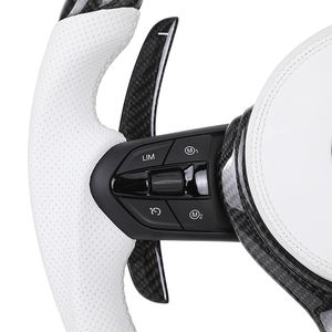 Volant en Fibre de Carbone et Cuir Blanc avec Palettes et Garniture en Carbone pour <span class=keywords><strong>BMW</strong></span> F10 F20 F30 F31 F32 M3 F80 M4 F82 M2 F87 E70 E90 E92 - Product Image 3