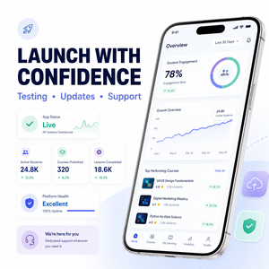 พัฒนาแอปพลิเคชันการศึกษาออนไลน์แบบกำหนดเองสำหรับ <span class=keywords><strong>IOS</strong></span> และ Android พร้อมวิดีโอคอร์ส ชั้นเรียนสด และการทดสอบความคุณวุฒิ - Product Image 5