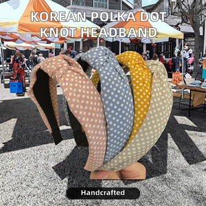 Diadema de Estilo Coreano con Nudo, Tela de Puntos, Banda Ancha, Diseño Elegante y Sencillo, Hecha a Mano, Diadema para Mujer - Product Image 2