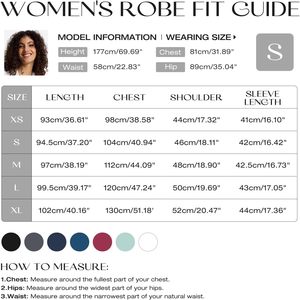 เสื้อคลุมอาบน้ำผ้าวาฟเฟิลแขนสั้นสำหรับผู้หญิง ยี่ห้อ Sioro มีกระเป๋า แขน 3/4 น้ำหนักเบา สวมใส่สบาย สีฟ้า - Product Image 4