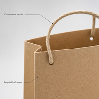 Sacs cadeaux pour petites entreprises, personnalisés, en papier kraft recyclé, avec poignées en corde de coton, logo, écologiques, pour les marques de café bio