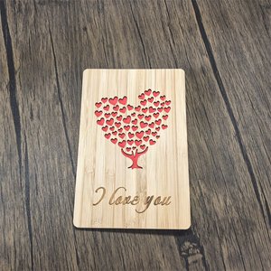 Carte gravée arbre cœur en bois de bambou Love You From Kids cadeau de fête des mères personnalisé fait à la main pour maman femme grand-mère grand-mère - Product Image 6
