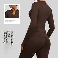 Conjunto Deportivo de 2 Piezas para Mujer, Chaqueta Corta con Cierre y Manga Larga, Leggings Deportivos de Cintura Alta, Ropa Deportiva Ajustada para Correr, Entrenamiento y Uso Diario