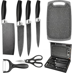 Kit de couverts de cuisine 7 pièces, ensemble de couteaux de chef en acier inoxydable avec ciseaux, éplucheur et planche à découper - Product Image 1