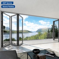 Système de porte pliante en aluminium robuste avec verre, étanche et insonorisé, moderne, pour extérieur, villa, balcon et cour