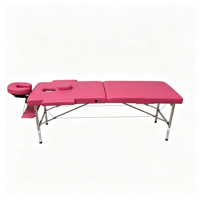 Table de massage pliable durable à 2 sections, cadre en acier inoxydable, lit de beauté portable avec appui-tête