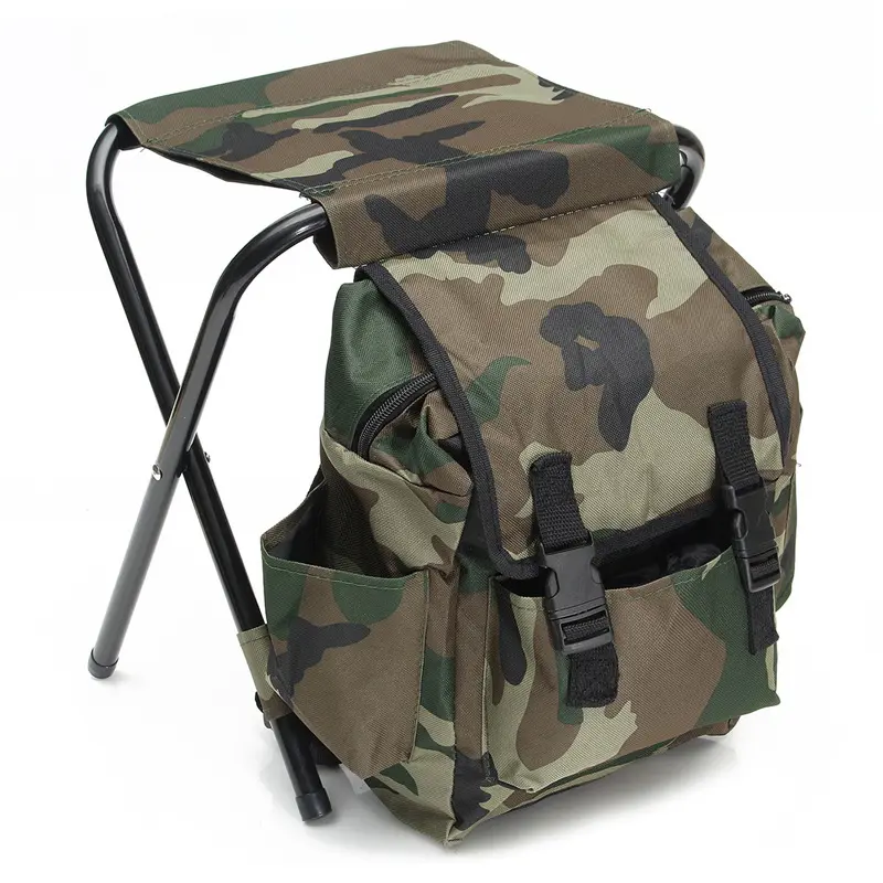 Chaise pliante camouflage camping en plein air pêche chaise pliante légère avec sac à dos