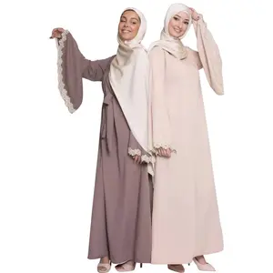 Yibaoli with Lace Muslim Abaya 2021 Nida Abaya Muslim Dress Factory Supplyワイド長袖女性大人中東サポート