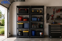 Étagère en plastique à rivets sans boulons à 3, 4 ou 5 niveaux, capacité 50 kg, hauteur 1860 mm, pour maison, garage, studio, rangement noir