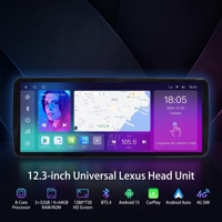 Reproductor Multimedia Universal para Auto con Pantalla Táctil de 12.3 Pulgadas, 4+64G, Android 15, GPS Integrado, Pantalla OLED, Android Auto y Apple CarPlay