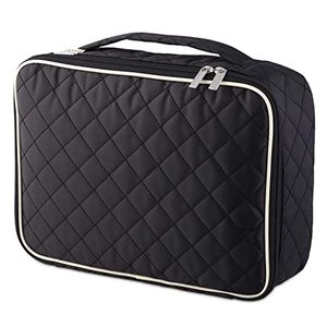 Grande trousse de maquillage avec compartiments - Grand organisateur, grande trousse à cosmétiques noire, énorme trousse de voyage avec poignée pour femmes - Product Image 1