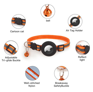 Collier pour animaux de compagnie avec support AIRTAG, collier en nylon réfléchissant pour chats et chiens, anti-perte, support en silicone pour Apple AirTag - Product Image 4