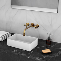 Robinet mural moderne à trou unique, robinet de salle de bain à double poignée, robinet de lavabo à 360 degrés