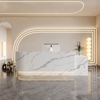 Comptoir d'accueil de luxe moderne et durable en HDF, écologique, avec armoire de rangement, pour hôtel, centre commercial, hôpital et bar à domicile