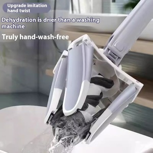 Ensemble de serpillière et seau rotatif à essorage, sans lavage à la main, pour sols secs et humides, serpillière plate à essorage, économique, pour le nettoyage de la maison - Product Image 5