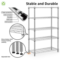 Étagère utilitaire en acier chromé robuste MZG 1250 lbs à 5 niveaux, organiseur en acier, étagère à fils pour garage