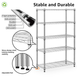 MZG 1250 lbs Steel Heavy Duty 5-Tier Utility Chrome Shelving <b>Unit</b> Steel Organizer Wire Rack for Garage - Product Image 2