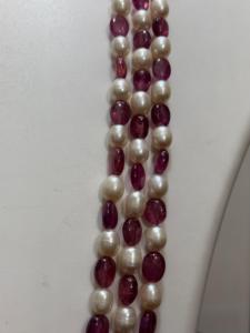 Natürliche Blau-Violette Rubin- und Perlen-Rondell-Perlen Mehrsträngige Halskette Steinschmuck aus Rajasthan für Schmuckherstellung - Product Image 5