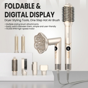 Set de Peinado con Aire Caliente Multiestilo, Cepillo Secador de Pelo Plegable, Rizador Automático, Motor sin Escobillas, 3 Velocidades, Pantalla LED Digital - Product Image 3