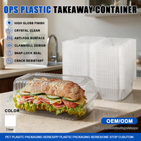 Boîte à clapet articulée jetable de qualité alimentaire, ultra-transparente, pour hot-dogs à emporter, gâteaux de boulangerie, avec couvercle transparent