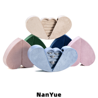 Boîte à bijoux en velours de luxe en forme de cœur pour la Saint-Valentin, avec logo personnalisé, double ouverture, boîte de rangement pour bagues, emballage cadeau pour mariage