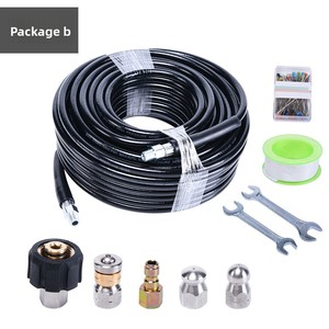Kit de Limpieza de Mangueras de Alta Presión para Desatascar Drenajes Municipales con Boquilla de Chorro de Agua y Accesorios de Lavado - Product Image 1