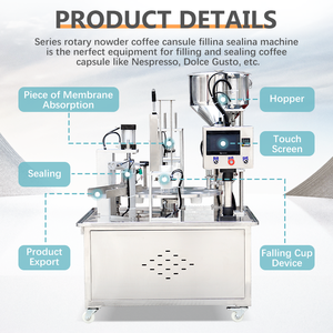 Máquina de llenado de polvo rotativa monobloque de alta velocidad de fábrica china para cápsulas de café y miel K-Cup con sistema de sellado automático - Product Image 5