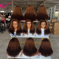 Perruque en cheveux vietnamiens naturels, bouclée Pixie, avec fermeture en dentelle HD, sans colle, entièrement en dentelle frontale