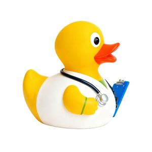 Promo Toy Customized Batch Production Printed PVC Doctor Rubber Duck Shaped Bathtub <b>Bath</b> Toys with Pattern Designs - Product Image 2