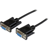 Cable Serial RS232 DB9 Negro de 2m, Cable de Transferencia de Datos Cruzado de 9 Pines Hembra a Hembra para Computadora, PC, PLC, Programación