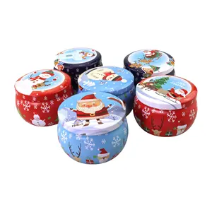 免费送货工厂库存优质定制印刷新款圣诞礼物巧克力糖果蜡烛空圆形金属包装