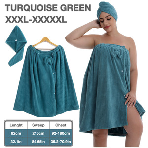 <strong>Women's</strong> Microfiber Spa Wrap Bath <strong>Robe</strong> and <strong>Dry</strong> Hair Shower Cap Soft Absorbent Knitted Towel Set - Product Image 6