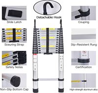 Échelle pliable multifonctionnelle de 4,4 m avec crochet, extension en aluminium, échelle télescopique pliable, escalera plegable de aluminio