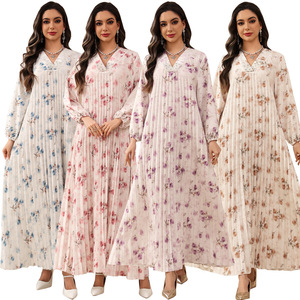 Vestidos Elegantes con Cuentas y Cuello en V para Mujer, Talla Única, <span class=keywords><strong>Kaftan</strong></span> Abaya de SunDA Fashion Brands para Eid, Ropa Islámica APIAI - Product Image 1